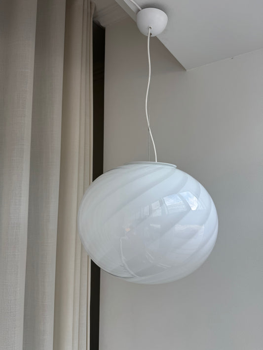 Klassisk hvid Murano pendel, 40 cm