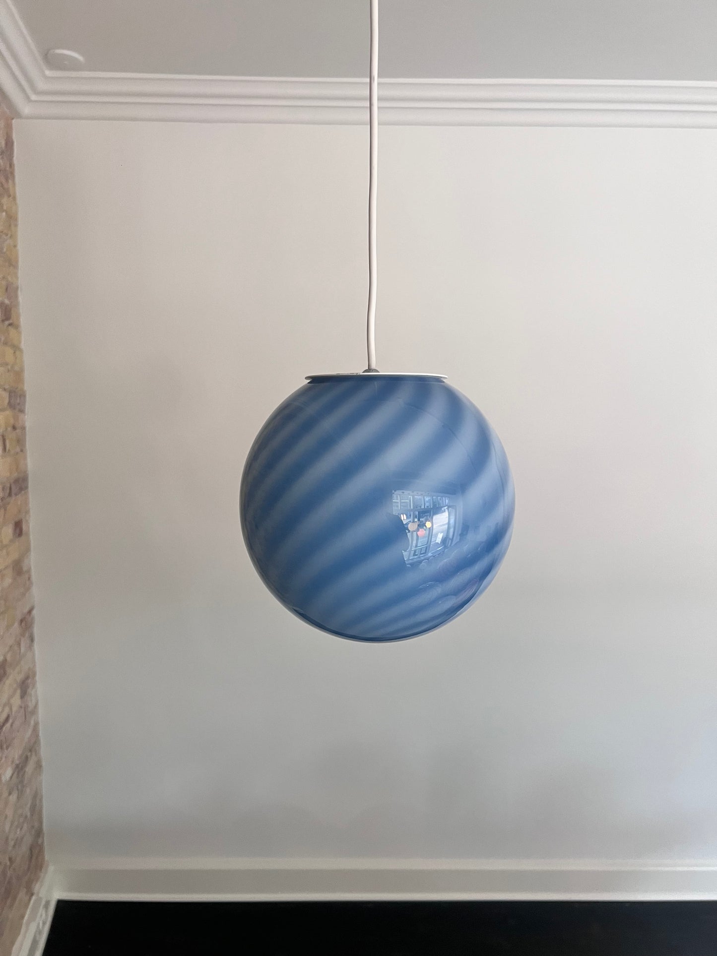 Blue swirl Murano pendant lamp, 20 cm