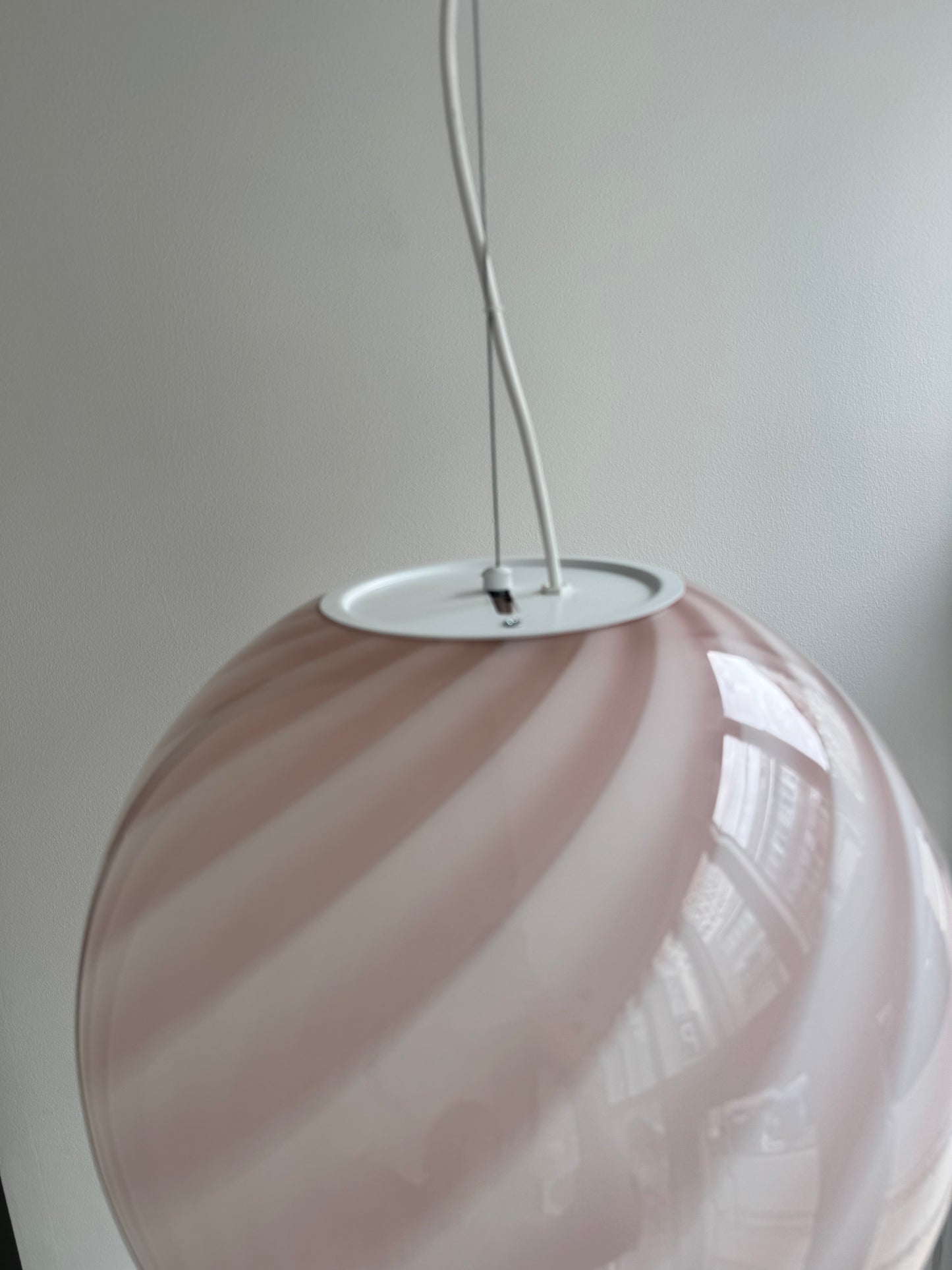 Rosa Murano swirl pendel, 40 cm