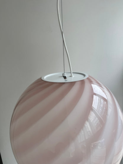 Rosa Murano swirl pendel, 40 cm