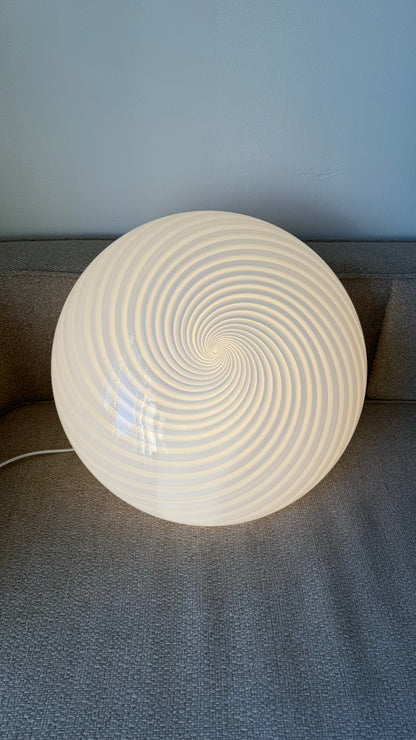 White vintage bell-shaped Murano pendant lamp, 50 cm