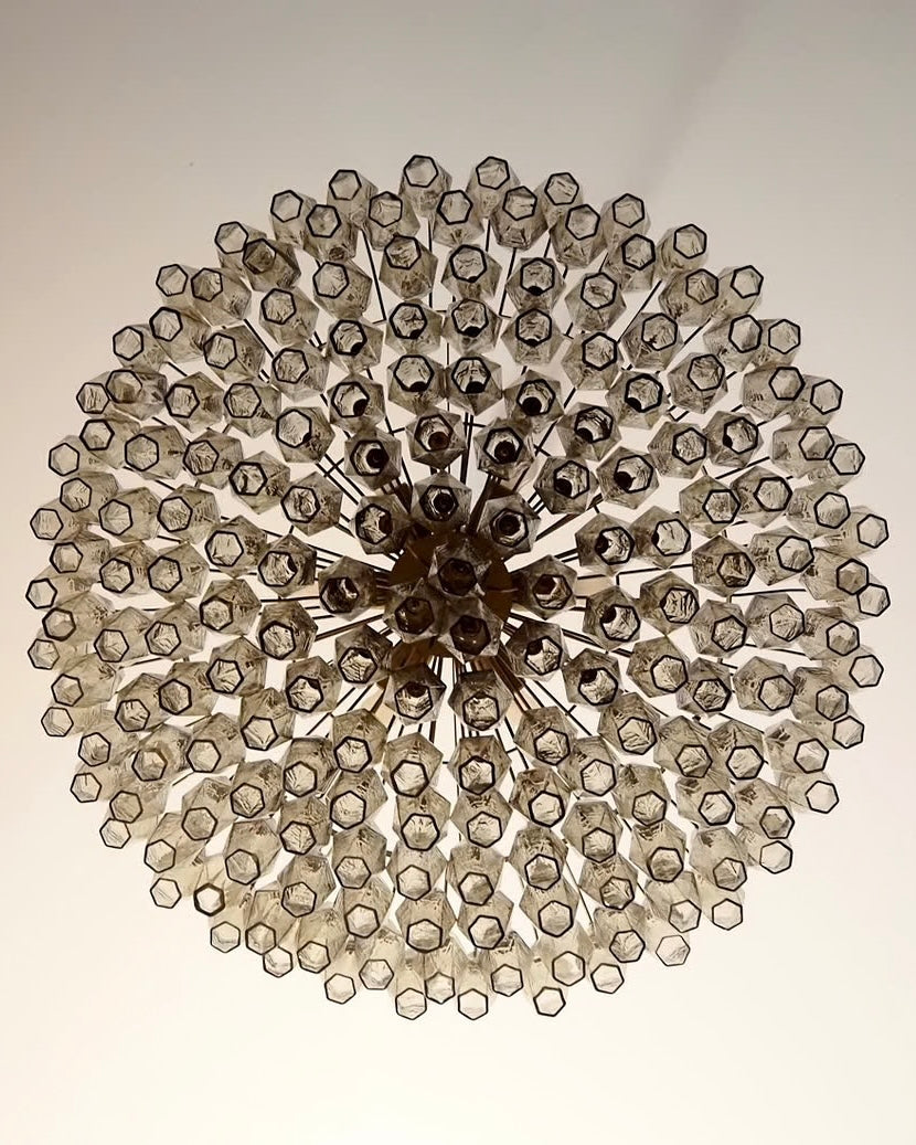 Murano chandelier | Poliedri | 185 glasses | Smoked