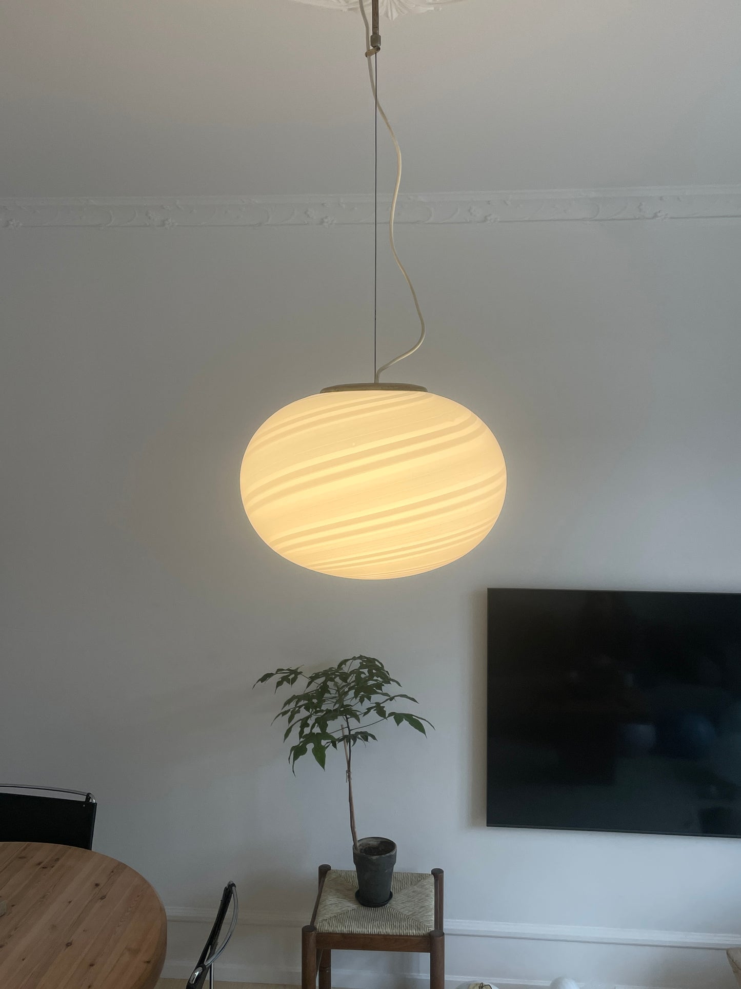 Hvid elegant og sjælden Murano pendel, 40 cm