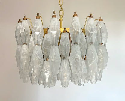 Murano lysekrone | Poliedri | 107 glas | Hvid alabaster
