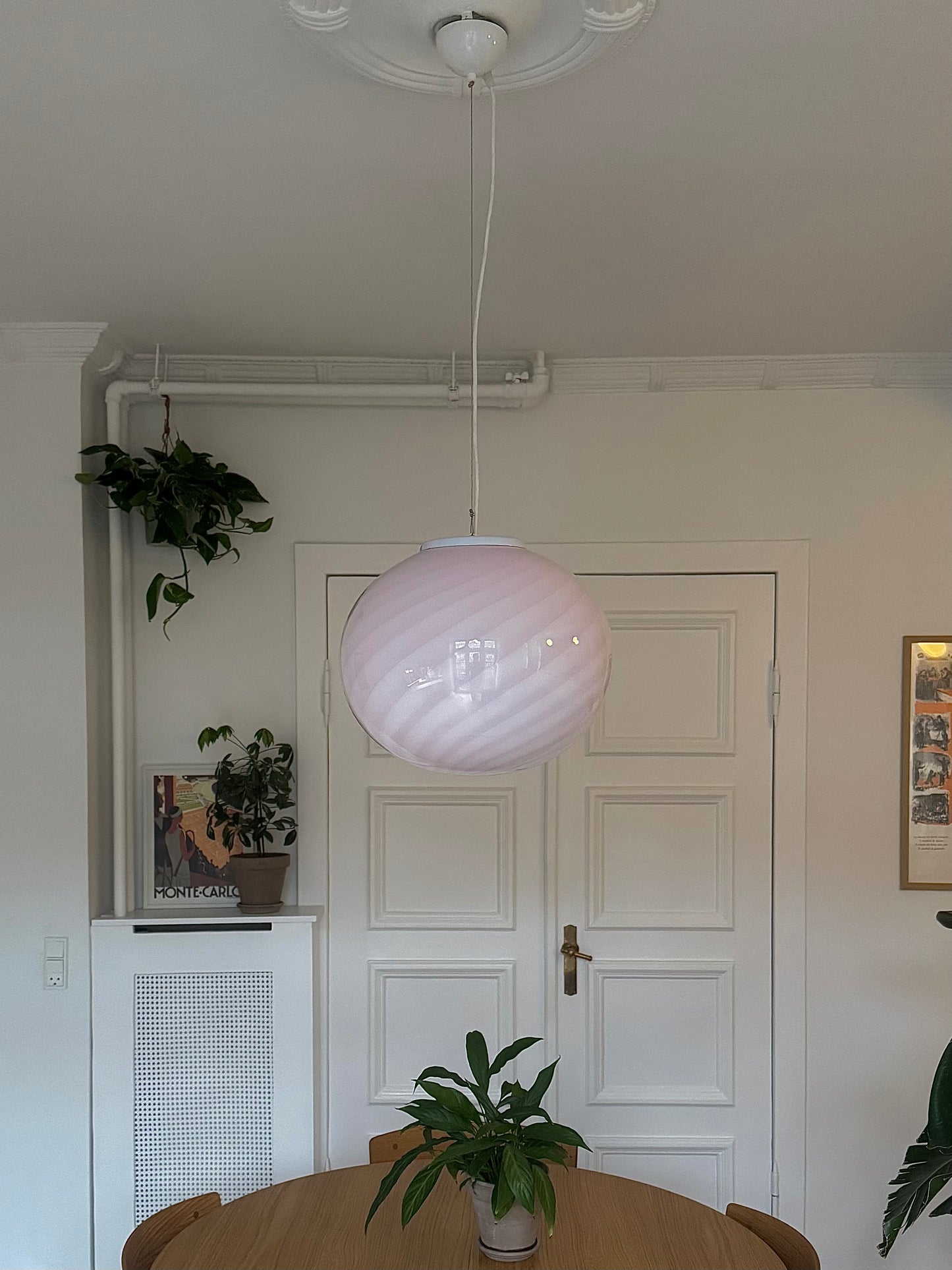 Murano pendant with pink hue, 42 cm