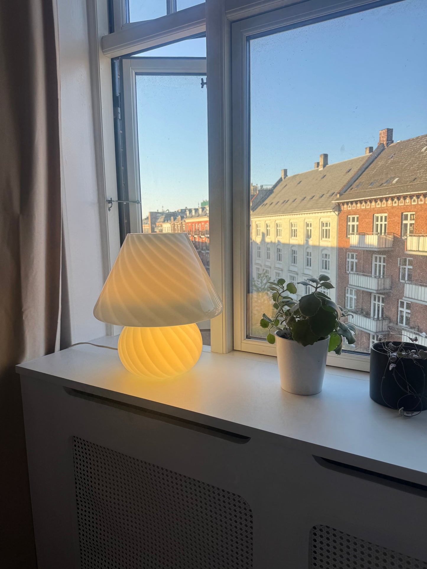 Kæmpe lyseblå Murano mushroom, 38 cm