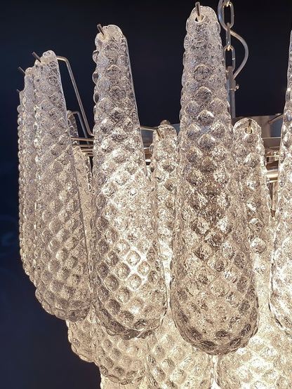 Murano lysekrone | Dråber | 75 glas | Hvid/klar