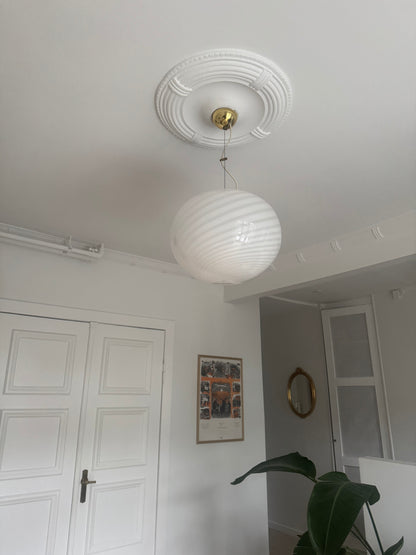 Stor, hvid vintage Murano pendel, 42 cm