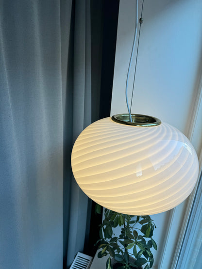 Classic white vintage Murano pendant lamp, 40 cm