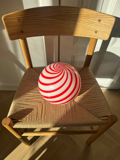 Murano candy pendel rød og hvid swirl, 20 cm