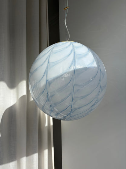 Lyseblå Murano peacock pendel, 40 cm