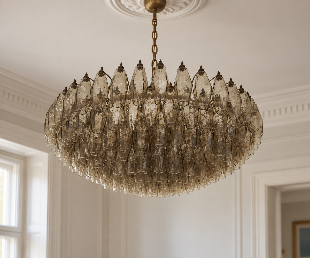 Murano chandelier | Poliedri | 185 glasses | Smoked