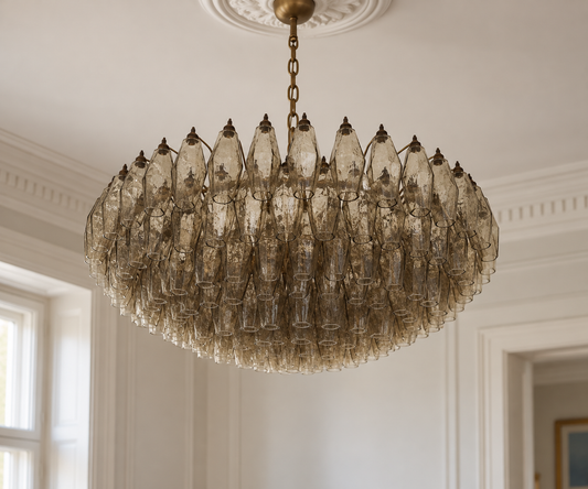 Murano lysekrone | Poliedri | 185 glas | Smoked