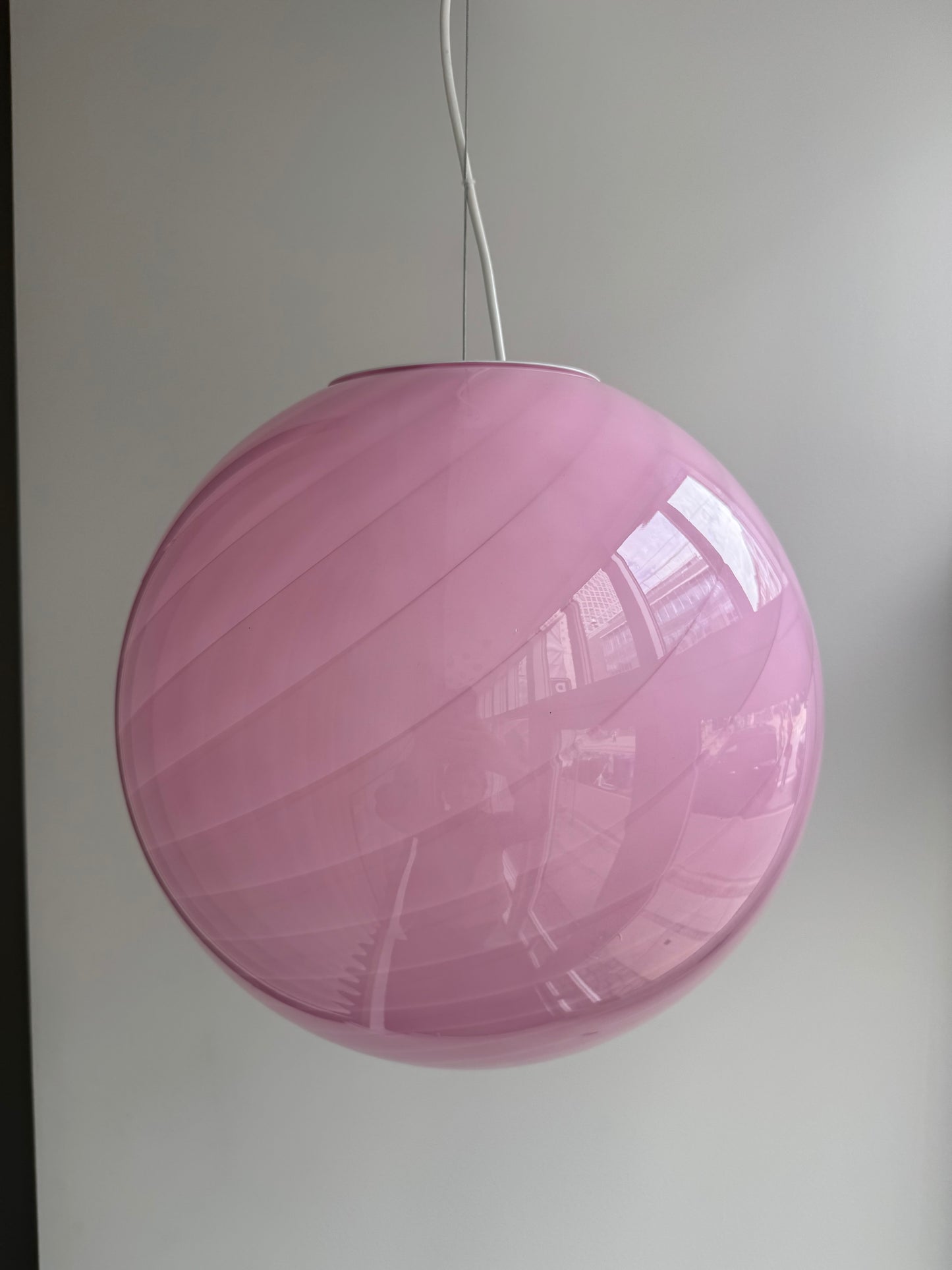 Lyserød Murano candy pendel, 40 cm