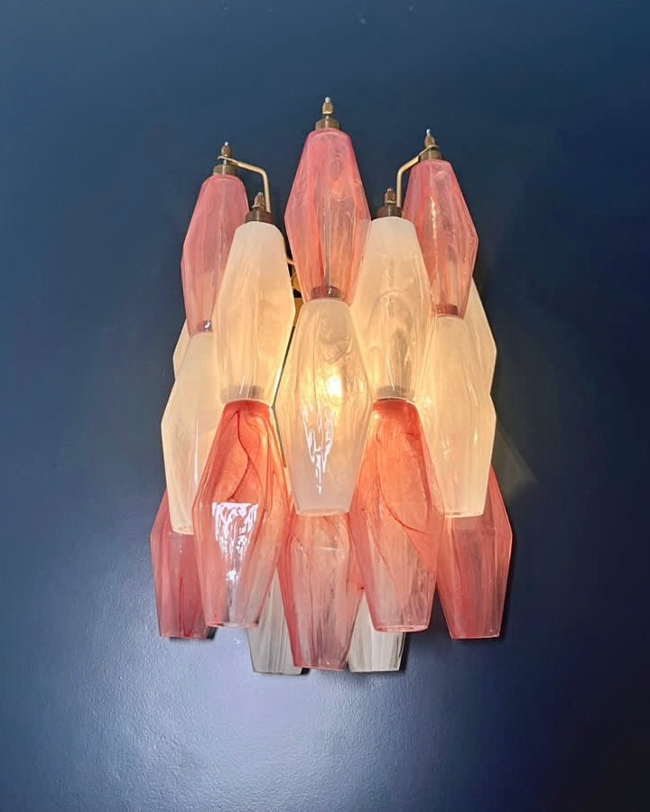 Murano wall lamp | Poliedri | White/pink alabaster