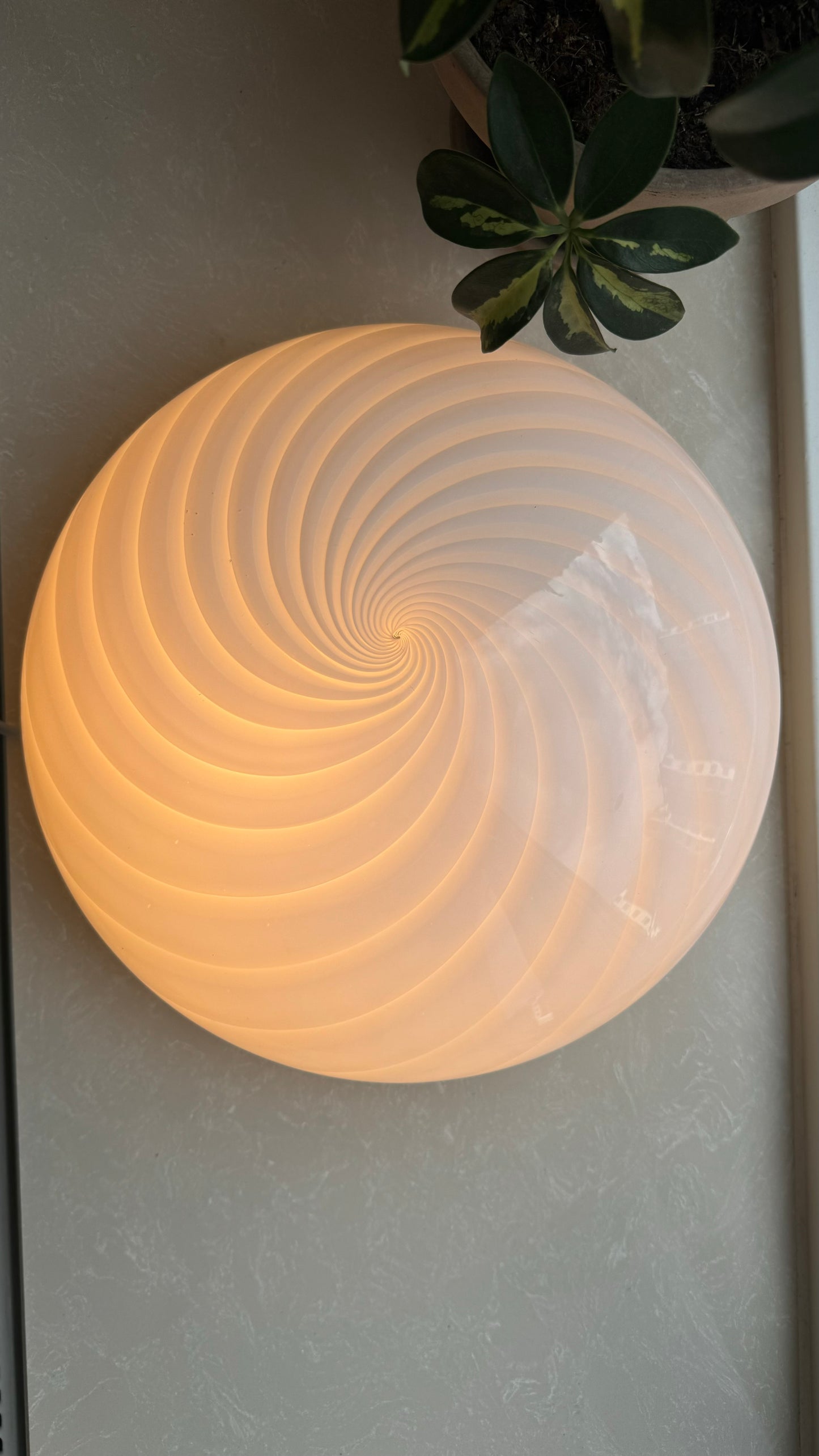 Murano plafond i klassisk hvid swirl, 30 cm