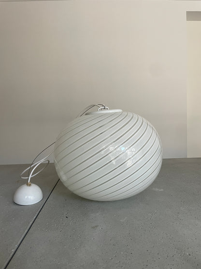 Hvid Murano pendel med hvid top, 40 cm