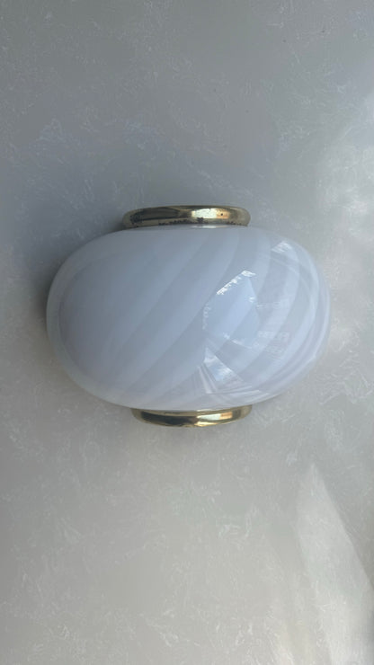 Vintage Murano shell wall lamp with patinated brass suspension