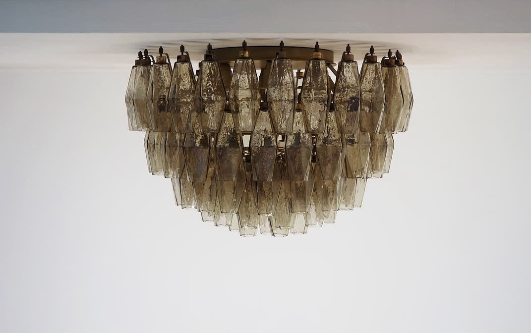 Murano chandelier | Poliedri | 84 glass | Smoked