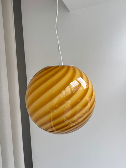 Rav/mørkegul Murano swirl pendel, 40 cm