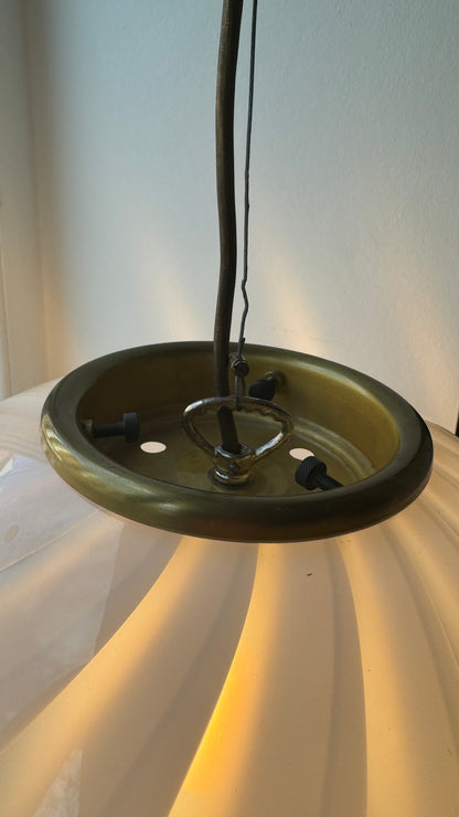 Murano pendant, white and transparent swirl, 40 cm