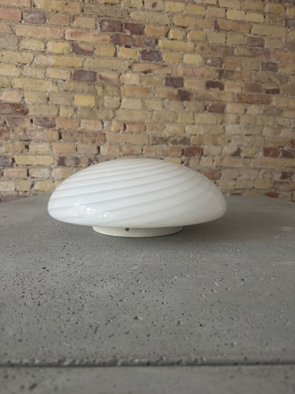 White vintage Murano ceiling lamp with white swirl, 40 cm