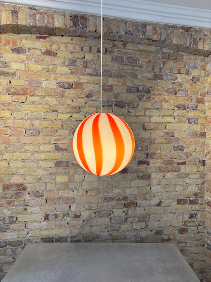 Murano pendant with orange/red vertical swirl, 30 cm