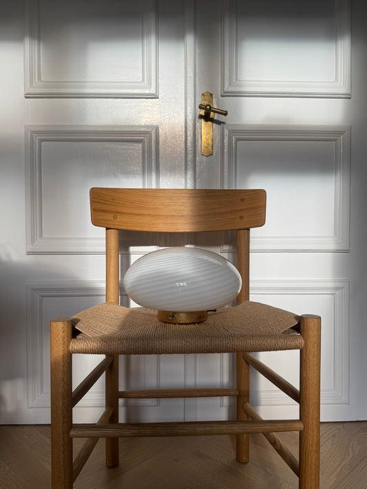 Vintage Murano plafond med hvid klassisk swirl og sticker, 27 cm