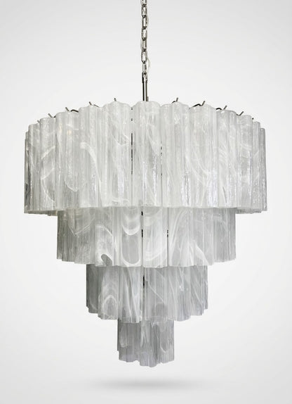Murano lysekrone | Tuber | 78 glas | Hvid alabaster