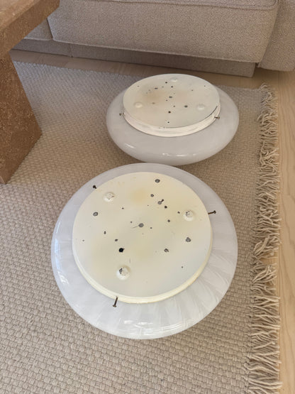 White vintage Murano ceiling lamp with peacock swirl, 45 cm