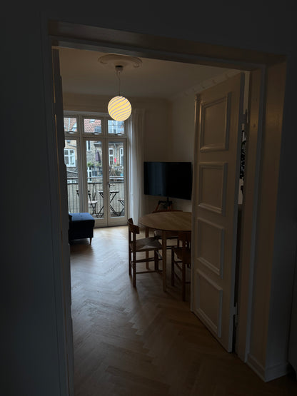 Murano rund pendel med blå swirl, 30 cm