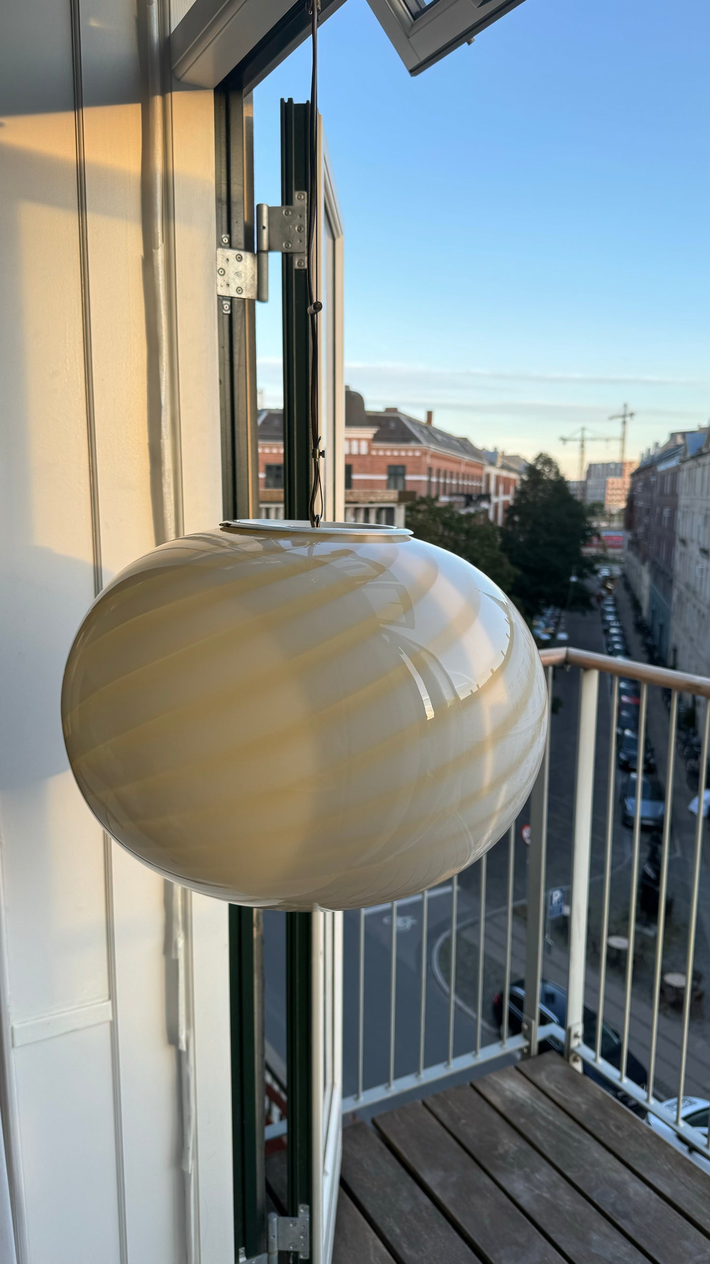 Hvid og gul Murano pendel lampe, 40 cm