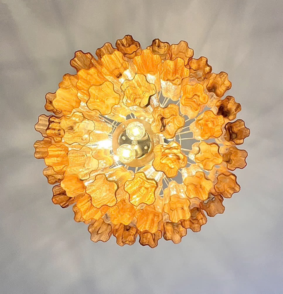 Murano Chandelier | Tuber | 48 glasses | Amber Alabaster