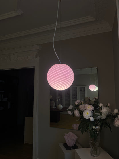 Pink Murano pendant with classic swirl, 20 cm