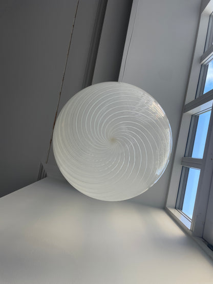 Hvid Murano pendel med hvid top, 40 cm