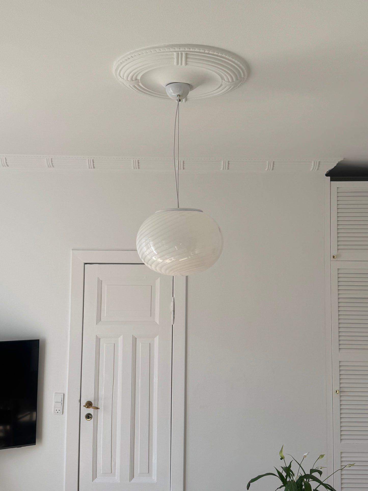 Hvid vintage Murano pendel, 37 cm, to stk haves