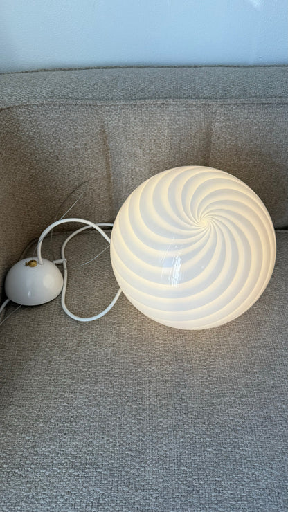 White vintage Murano pendant lamp, 25 cm