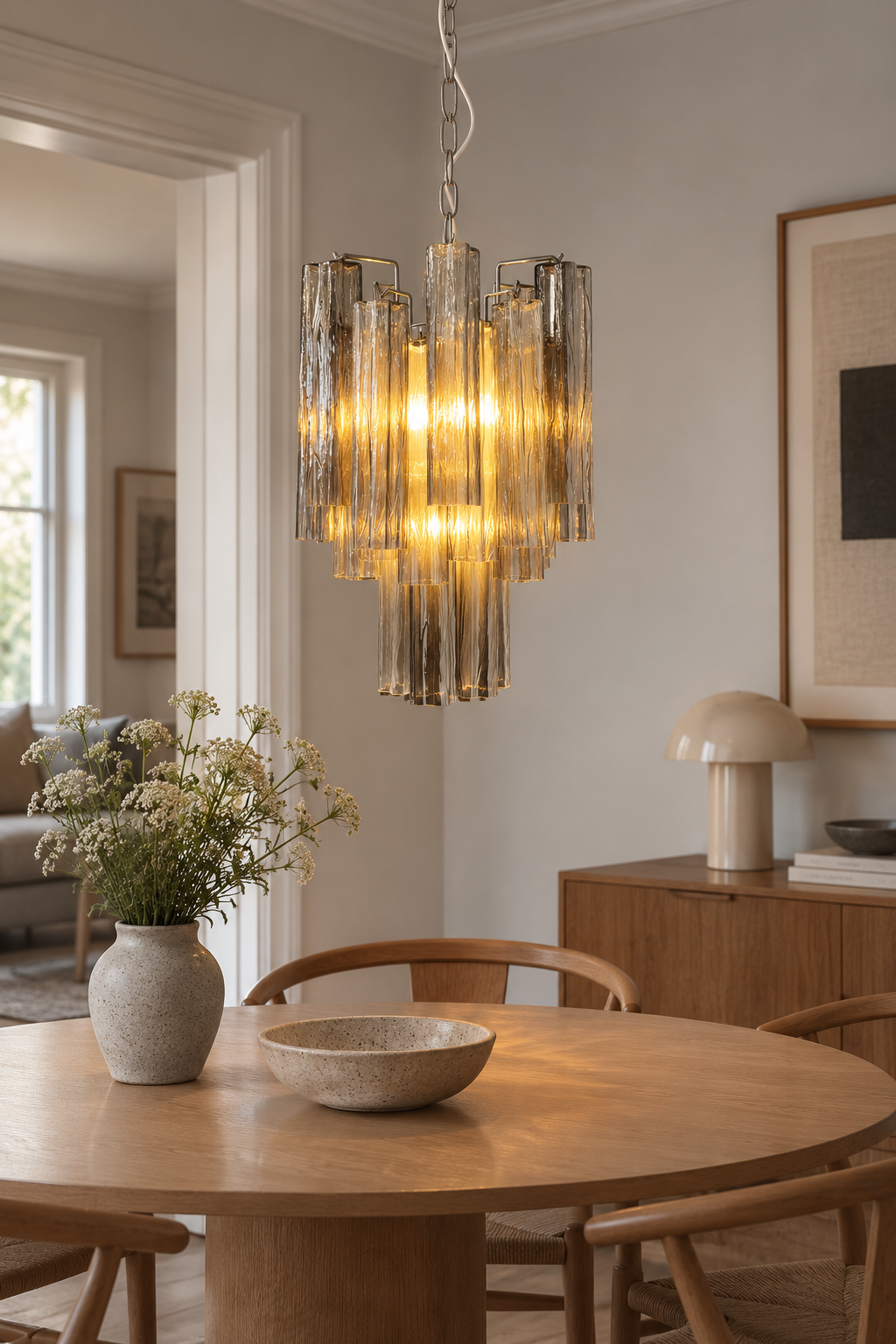 Murano Chandelier | Tubes | 30 glass | Smoke-colored glass