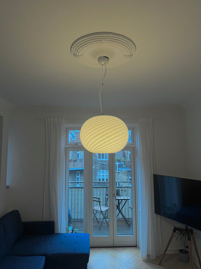 White vintage oval Murano ceiling lamp, 40 cm