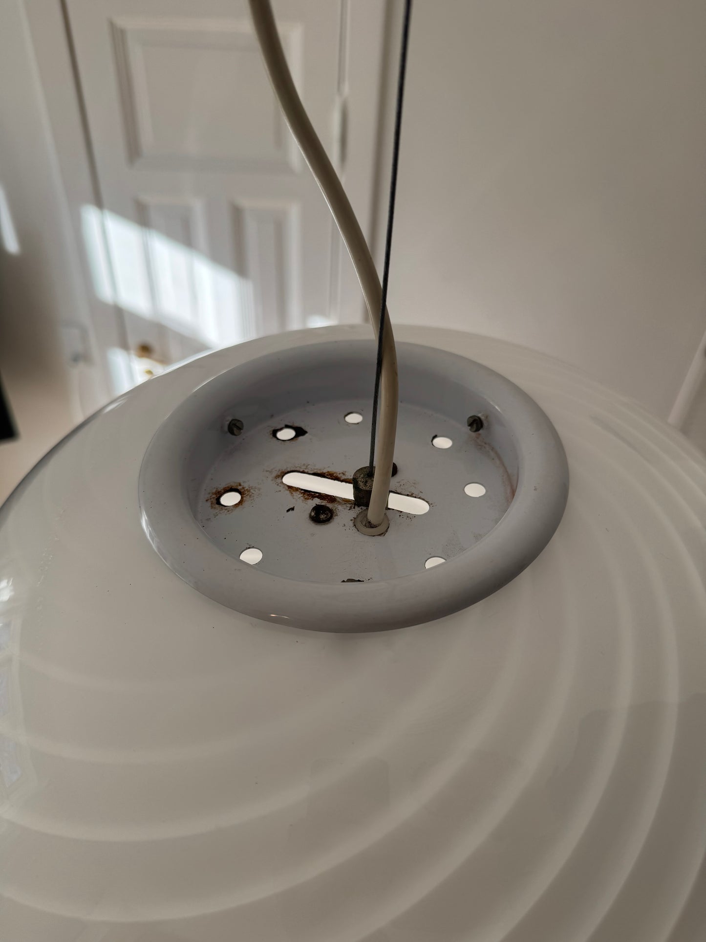 Hvid Murano pendel med hvid top, 40 cm