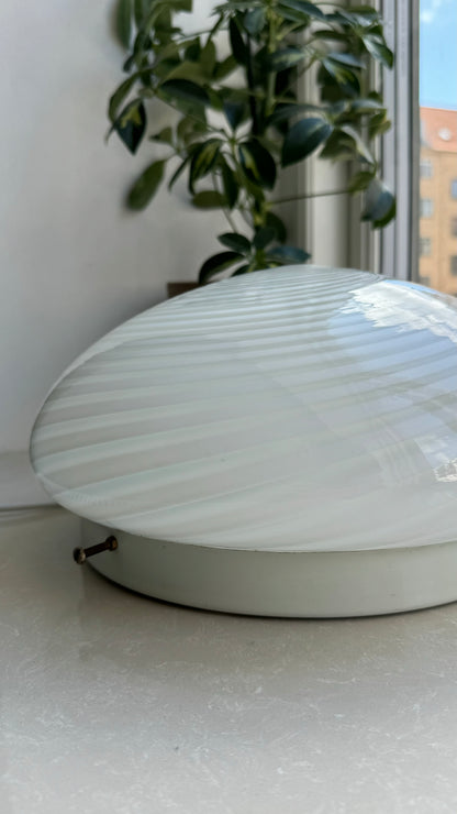 Beautiful vintage Murano ceiling lamp in white swirl, 30 cm