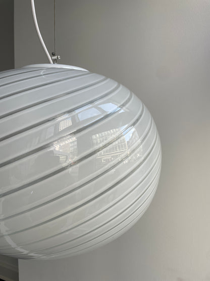 Hvid Murano pendel med hvid top, 40 cm