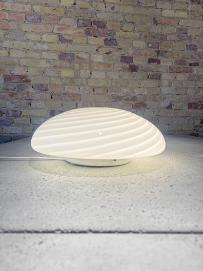 White vintage Murano ceiling lamp with white swirl, 40 cm