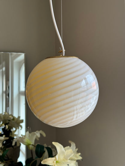 Cream-colored round Murano pendant, 20 cm