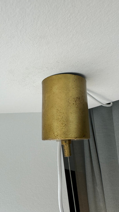 Murano transparent pendant, orange/gold and white swirl, 50 cm