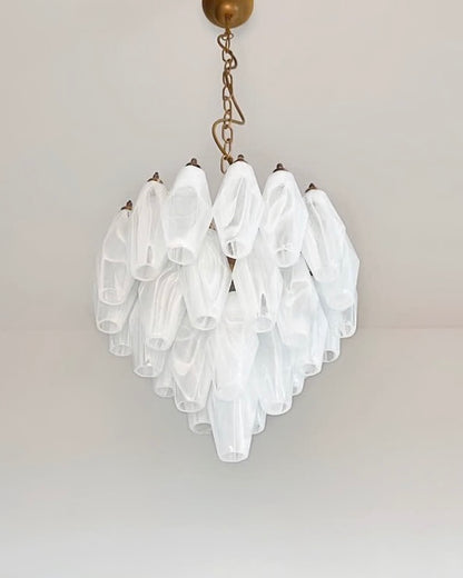 Murano lysekrone | Poliedri | 32 glas | Hvid alabaster