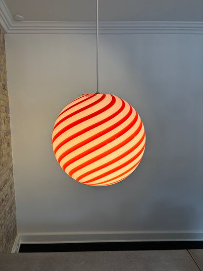 Murano pendant lamp with orange/red swirl, 30 cm