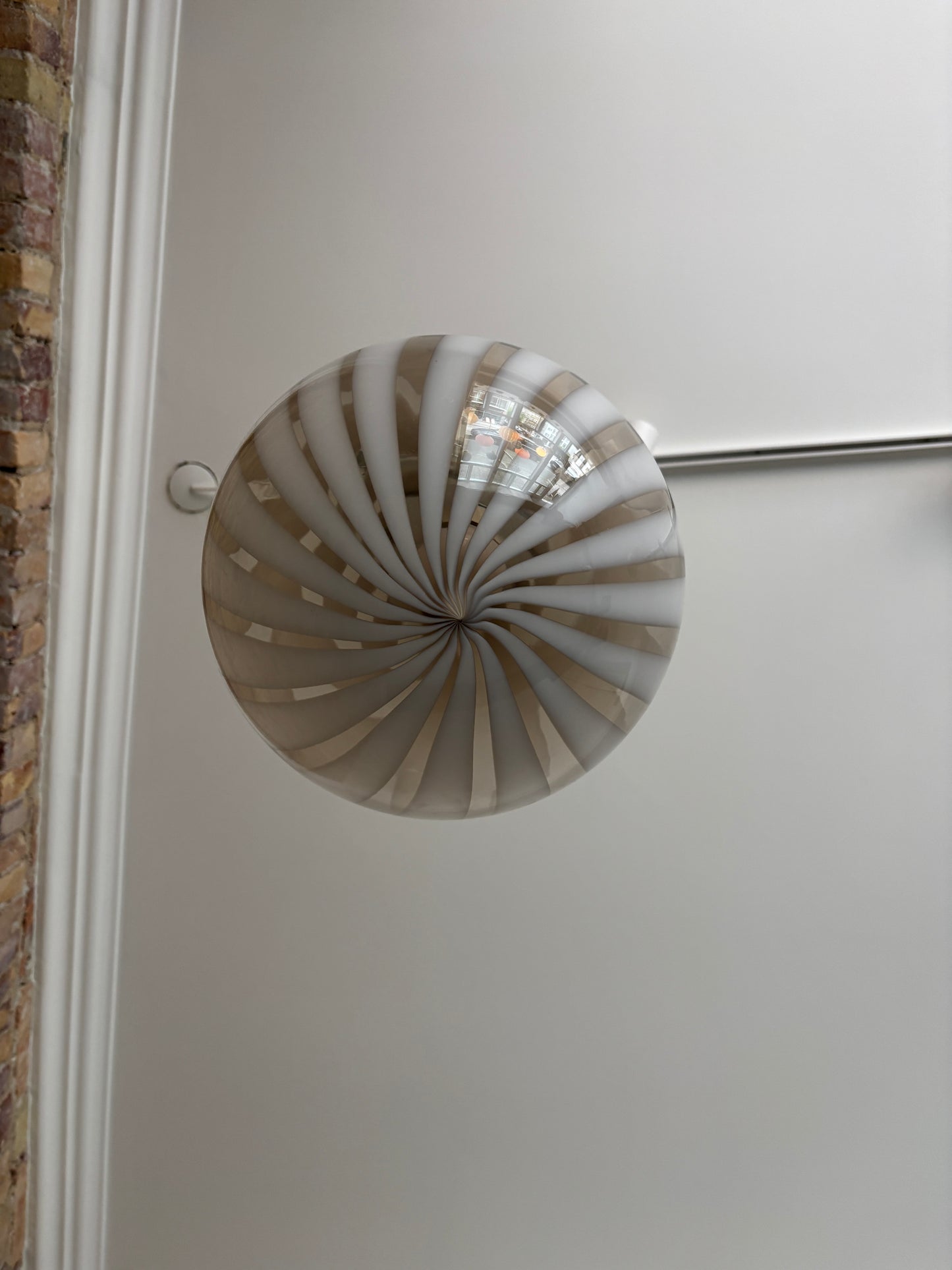Murano pendant lamp with white and transparent pendant, 30 cm