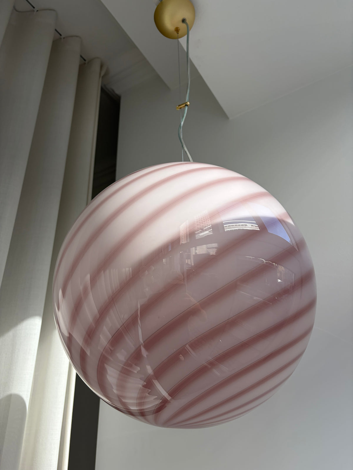 Pink Murano swirl pendant light, 40 cm