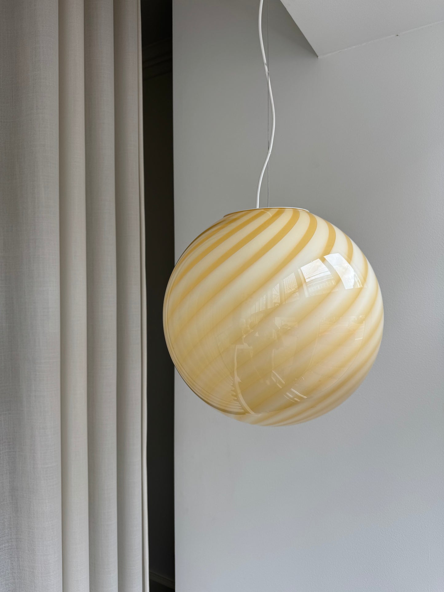Stor gul Murano loftlampe, 40 cm